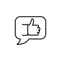 Thumbs up in speech bubble icon. Simple thumbs up icon for social media, app, and web design. Vector illustration