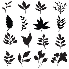 Black Flower vector flat illustration