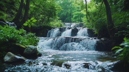 Fototapeta premium Cascading stream flows