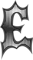 Black Dark Death Metal Letter Letter Alphabet Vector Element E