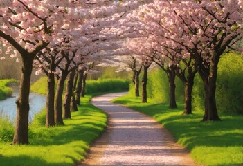 Springtime Cherry Blossom Lane