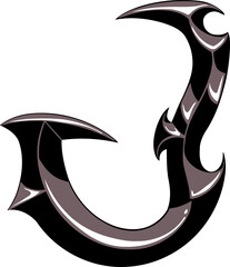 Black Metal Letter Letter Alphabet Vector Element J