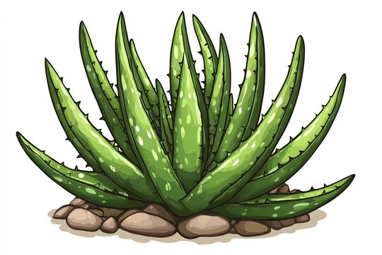 green aloe vera plant on rocks clip art preview