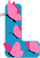 Butterfly Inside Letter Alphabet Vector Element L