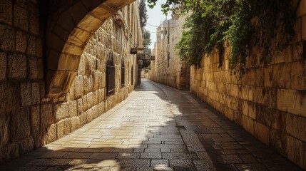 Obraz premium Old Street on Mount Zion, Jerusalem