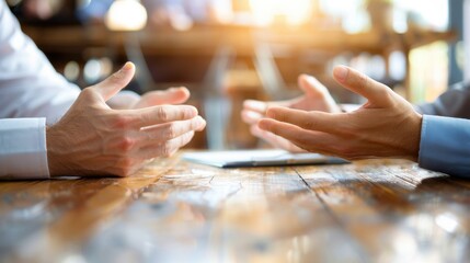Business Discussion Between Two Professionals at Table
