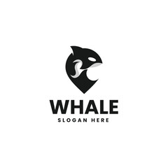Vector Logo Illustration Whale Silhouette Style