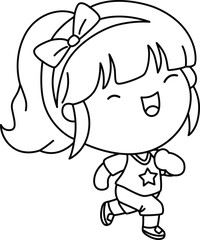 Happy Cartoon Runner Girl with a Bow