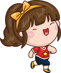 Happy Cartoon Runner Girl with a Bow