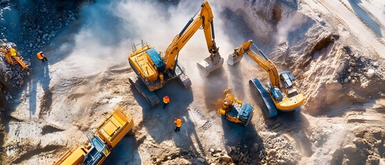 Excavators Working Construction Site