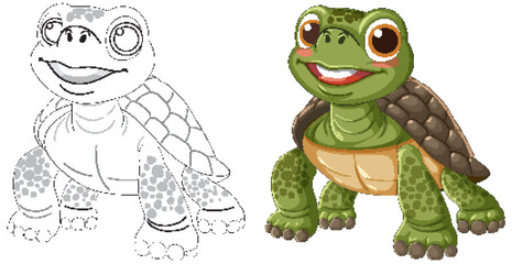 Happy Cartoon Turtle Illustration