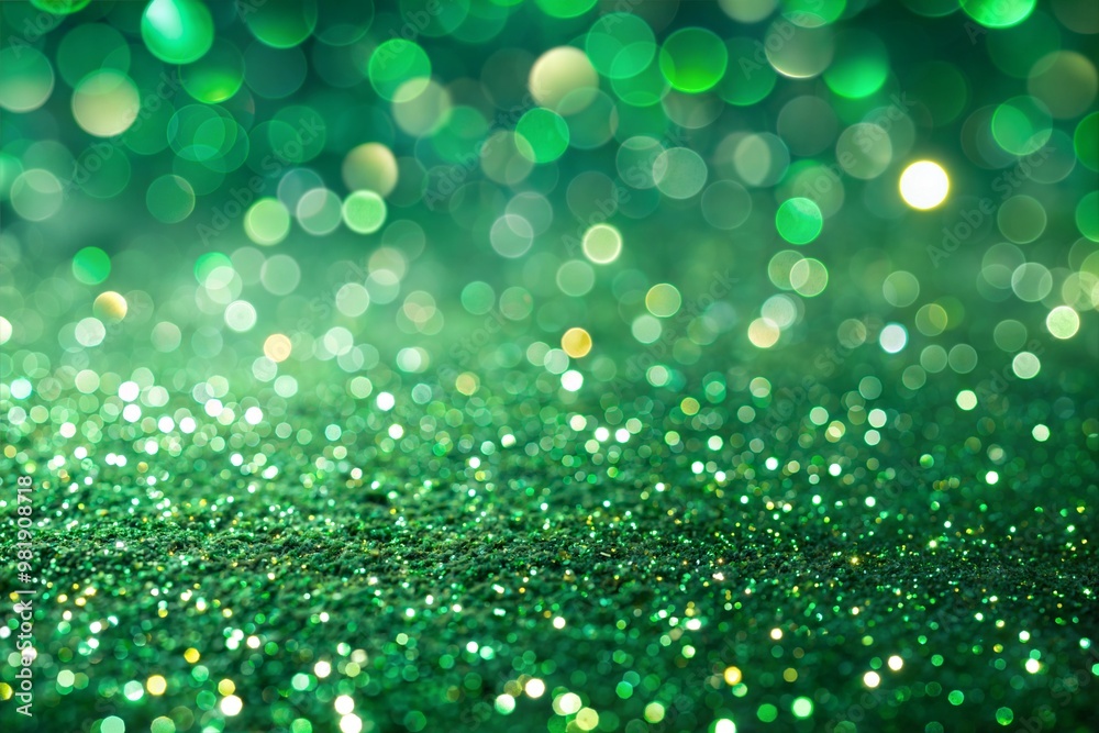 Canvas Prints sparkling green glitter with bokeh effect