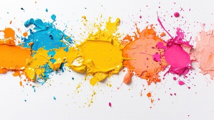 Fototapeta premium Colorful Acrylic Paint Splatters on Canvas