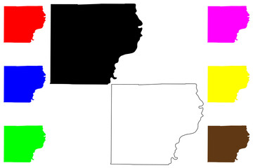 Lawrence County, Illinois (U.S. county, United States of America, USA, U.S., US) map vector illustration, scribble sketch Lawrence map