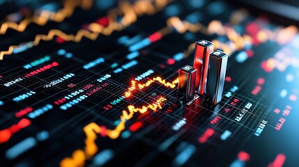 Obraz premium Stock Market Growth Gold Bars Financial Success