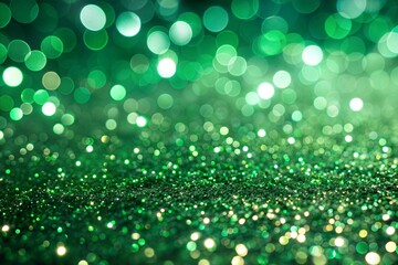 Obraz premium Green glitter background with bokeh for holiday design