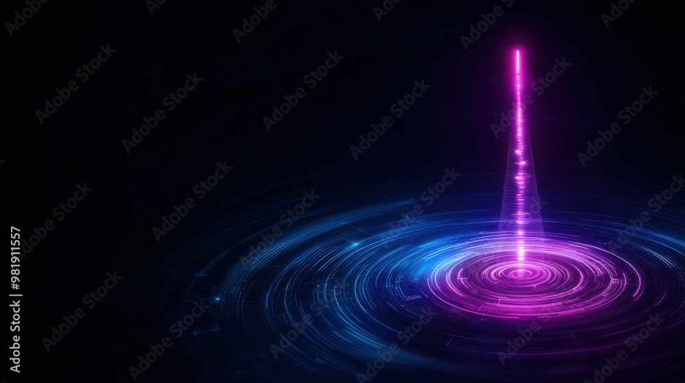 Wall mural Abstract Neon Circles with Purple and Blue Glow