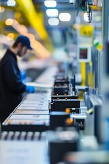 An Operator Uses A Standardized Work Chart On The Assembly Line. They Follow Precise Steps To Ensure Consistent Quality And Efficiency