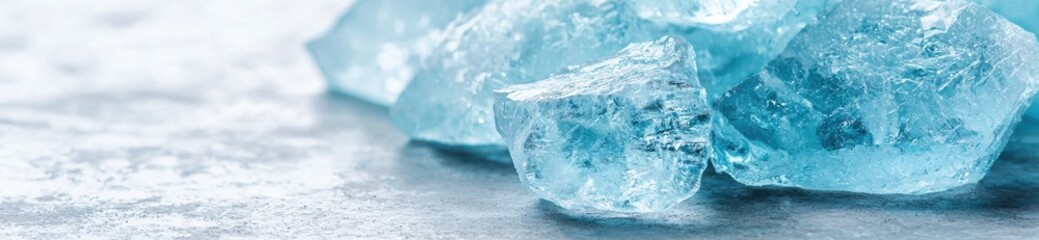 Obraz premium Icy blue crystal clear glacier ice cubes