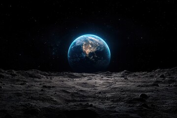 Stunning view of the earth from the moon