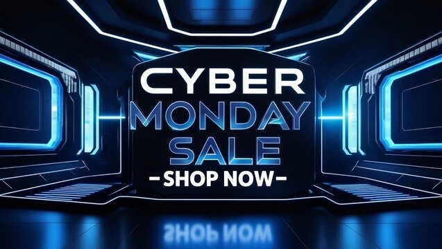 Sleek Modern Cyber Monday Event Design with Bold Typography and Epic Glowing Effects.