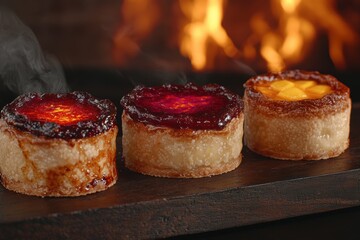 Delicious homemade dessert pastries with caramelized tops