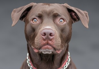 close-up portrait of a chocolate labrador retriever dog