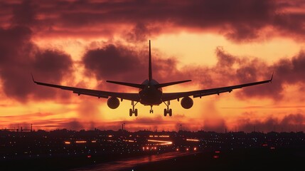Plane Landing at Sunset --ar 16:9 --v 6.1 Job ID: 8e413f4e-1a66-47ef-9f3b-e91542385bb2