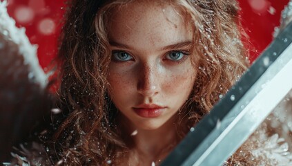 Captivating portrait of a young woman in the snow