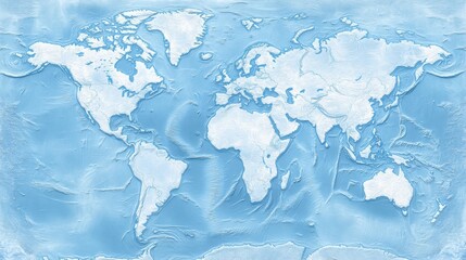 Fototapeta premium the world in minimalist style. The continents are outlined with smooth lines, and the oceans are a light pastel blue.