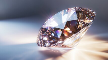 A large diamond-like gem sparkling under studio lights, showcasing its flawless cut and high clarity.