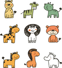 Cute Hand-Drawn Safari Animals