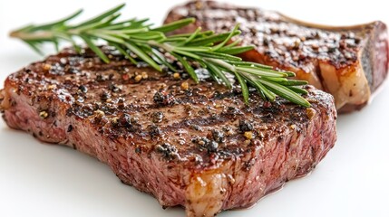 Grilled Steak with Rosemary and Peppercorns