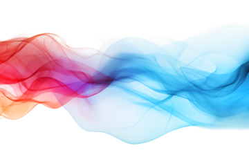 Colored smoke wave isolated on a transparent background.