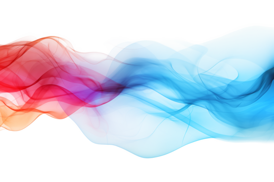 Colored smoke wave isolated on a transparent background.