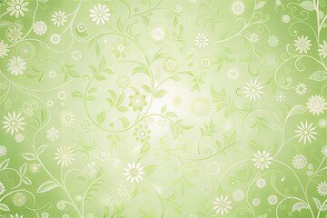 Delicate floral pattern with green leaves and white flowers