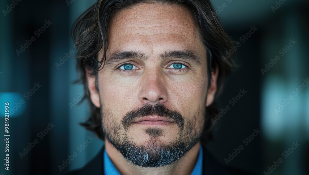 Canvas Prints Serious businessman with beard and blue eyes