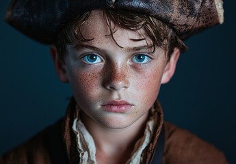Piercing blue eyes of a young boy