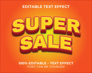 Editable text effect super sale 3D text effect with red background