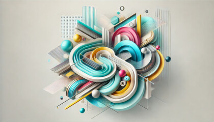 colorful and intricate abstract composition with rounded forms and playful elements