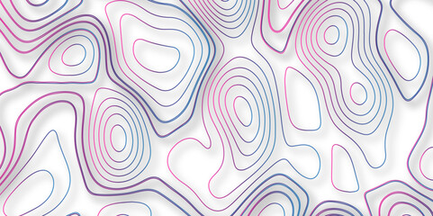Abstract white colorful Topographic line map background shadows. Contour elevation topographic and textured Background Modern design with White background with topographic wavy pate for decoration.	