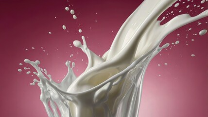 Fresh Milk Splash on Light pink Background