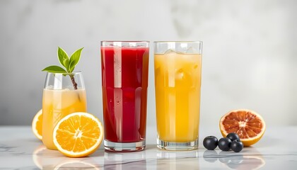 Fototapeta premium orange juice and fruits