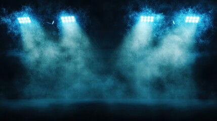 Naklejka premium Blue Foggy Stage with Spotlights