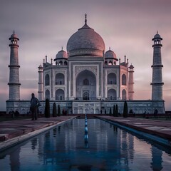 Fototapeta premium Sunset Silhouette of the Taj Mahal