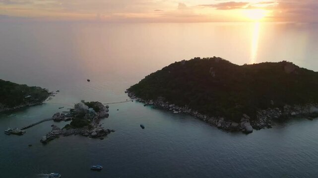 aerial drone fly Nang Yuan Island Thailand Koh Tao famous travel destination
