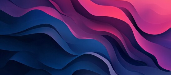 Abstract background featuring blue and purple gradient shapes with smooth curves and large flat forms on a dark blue backdrop. A minimalist vector illustration with light pink and red gradients