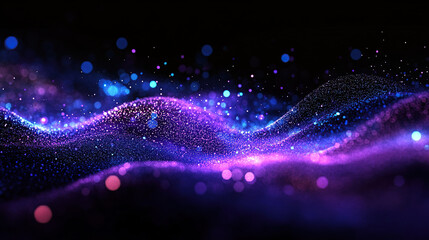 A digital art representation of quantum particles in the foreground, with glowing energy waves and abstract shapes surrounding them on an ethereal background
