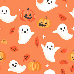 Naklejka premium Seamless halloween patterns for background