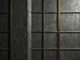 Tiles with metal frames on a gray concrete surface.